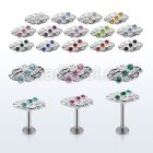 lbfw4c steel labret w a leave upper part w three crystals