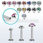 lbifrd steel internally threaded labret w multi crystal tristar