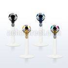 lbitca bio flexible labret with 3mm anodized multi jewel ball