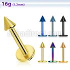 lbtcn25 anodized 16g 316l steel labret with 2 5mm cone