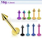 lbtcn3 premium pvd plated surgical steel labret with 3mm cone