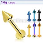 lbtcn4 anodized surgical steel labret with a 4mm cone