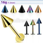 lbtcn5s anodized surgical steel labret with a 5mm cone