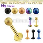 lbtfo3 anodized 316l steel labret with a 3mm frosted steel ball