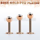lbttc4 rose gold pvd plated steel labret, 14g w 4mm jewel ball