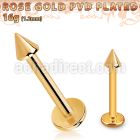 lbttcn25 rose gold steel labret with a 2.5mm cone