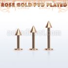 lbttcn4s rose gold steel labret with a 4mm cone