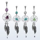 mcd525 belly banana w a dangling crystal dreamcatcher
