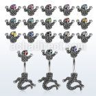 mcd556 316l 316l steel belly ring with crystal eyed chameleon