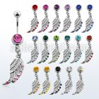 mcd568 316l steel belly banana with bird wing w crystal
