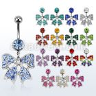 mcd595d steel belly banana w a lower crystal studded ribbon 