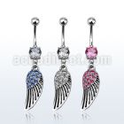 mcd607 316l steel belly banana w dangling bird wing