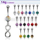 mcd624 steel belly banana w dangling horizontal infinity symbol