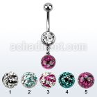 mcd626c belly banana w a dangling zebra multi crystal ball