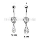 mcd712 steel belly banana w a long drop shaped crystal