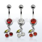 mcdchz steel belly banana w a dangling crystal cherry design