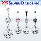 mcdvd23 steel belly banana w round cz stone silver triskele