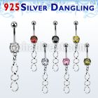 mcdvd31 steel belly banana w round cz stone silver coil shaped