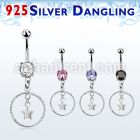 mcdvd33 steel belly banana w round cz silver star in a circle