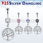 mcdvd4 belly banana w dangling silver tree of life symbol