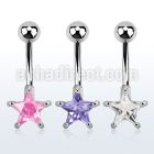 mcdz327 316l steel belly banana with star prong set cz stone