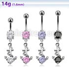 mcdz371 316l steel belly banana with 2 bezel ball anchor w cz