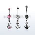 mcdz371b 316l steel belly banana with 2 bezel ball anchor w cz
