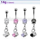 mcdz375 316l banana with 2 jewel ball little swan w round cz