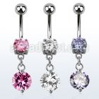 mcdz383 316l steel belly banana w prong cz twin prong set cz
