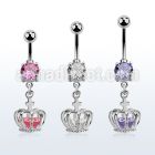 mcdz590 steel belly banana w cz dangling crown w cz