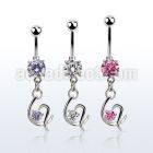 mcdz731 steel belly banana dangling fancy heart w a single cz 