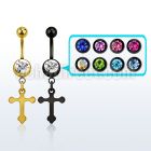mdk756 black steel belly banana w a dangling cross