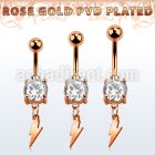 mdrzlit rose gold steel belly banana w cz lightning symbol