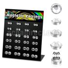 mg83 board of 5 7mm round clear crystal magnetic earrings
