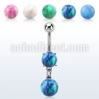 moopb8 steel belly banana w 7mm opal dangling 8mm opal ball