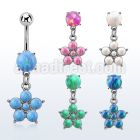 moopfl20 steel belly banana w 7mm opal flower w 5 opal petals