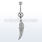 msd653 316l steel belly banana w a dangling plain bird wing