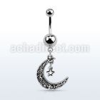 msd730 316l steel belly banana w a dangling moon w a star