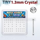 nb6cx box of silver nose bones w 1 25mm clear crystal tops