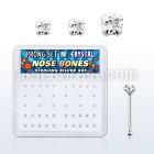 nbbxpbc box of silver nose bones w 1 4 1 5 2mm prong crystals