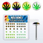 nblgx1 box of silver nose bones with assorted marijuana logo