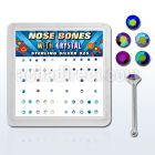 nbmabm box of silver nose bones w ab crystals size 1 4 1 5 2mm
