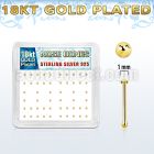 nbmx5rg silver nose bones w 18k gold plating 1mm flat tops