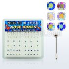 nbpbxabm box of silver nose bones w ab assorted prong crystals