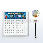 nbrdbxab box of silver nose bones with clear ab crystal tops