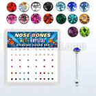 nbrdbxm box of silver nose bones with assorted crystal tops