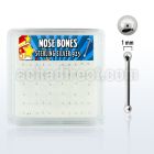 nbsv1bx box of silver nose bones with silver ball shaped top