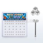 nbtrc box of silver nose bones with triple round crystals