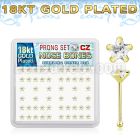 nbzscg 18k gold plated silver nose bones prong cz star