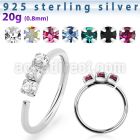 nham 925 silver seamless nose ring 1.5mm prong set color crystals